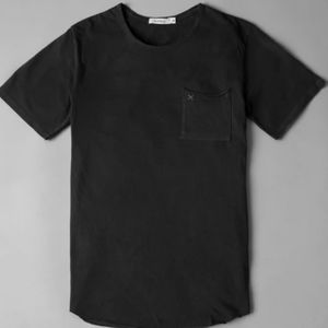 Acapella X Pocket Curved Hem Tee in Washed Black
